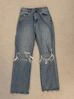 ROLLA'S Women's Straight-Leg Distressed Jeans - Medium Blue Size 26